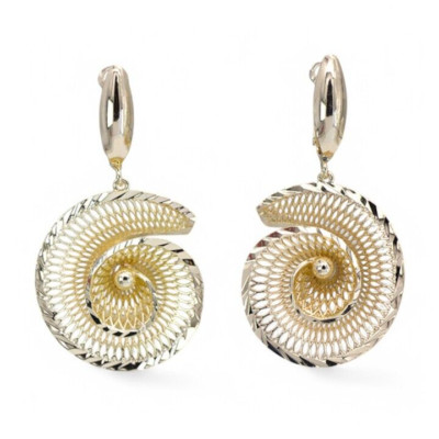 Gold Plate Shell Well Drop Earrings