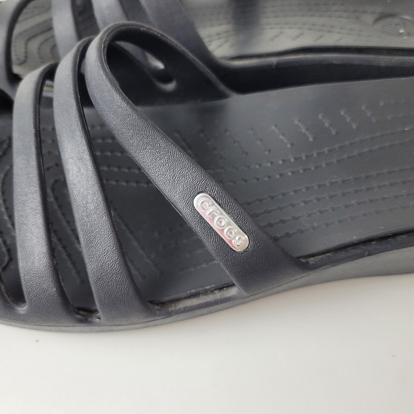 Crocs Sandals Womens 10 Black Rhonda Wedge Slip On St… Gem