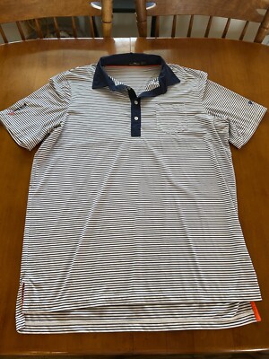 Ralph Lauren Golf Shirt Men's L Procon Constructors Inc Navy White Stripe