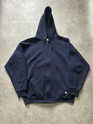 Vintage Discus Athletic Sweatshirt Navy Blank Hoodie Zip Up Mens XLarge 90s 80s