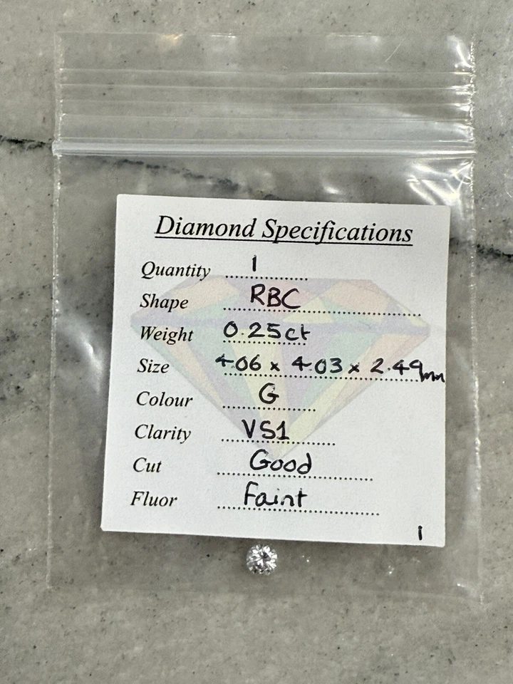 natural loose round diamond .25ct VS1 G color 4.06-4.03x2.49mm - Image 4 of 4