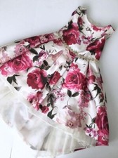 Bonnie Jean Girls 5 Ivory Floral Jeweled Special Occasion Dress Hi-Low Hem EUC 