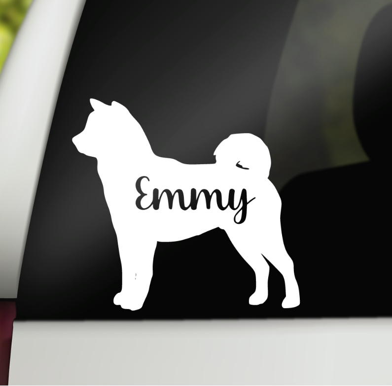 Personalized Akita Dog Name Vinyl Decal Sticker