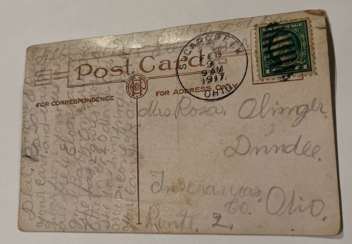1917 Walnut Creek Ohio Postkarte, Sugarcreek Stornierung, Flagge, Seeblick - Bild 2 von 2