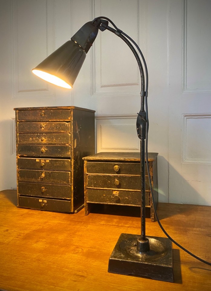 Vintage Industrial WALLIGHRAPH Localite Black Desk Table Lamp eBay
