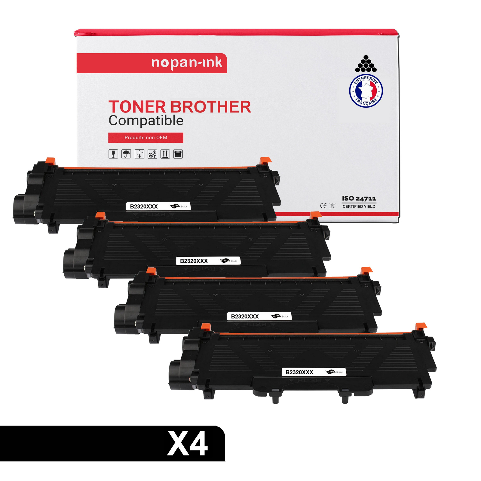 Toner TN2320 XXL Brother noir pack de 4 cartouches NOPAN-INK pour imprimante laser