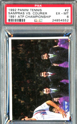 1992 Panini Tennis 1991 ATP Championship #2 Sampras VS Courier PSA 6 EX-MT