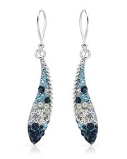 Dangle Earrings W/ Genuine Crystal in Multicolor Enamel  925 Sterling silver