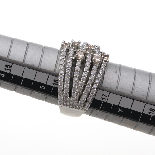 Umwerfend Cz Multiband Hochzeit Ring für Damen IN Silber Ton - 7 Reihen Design - Bild 69 von 70