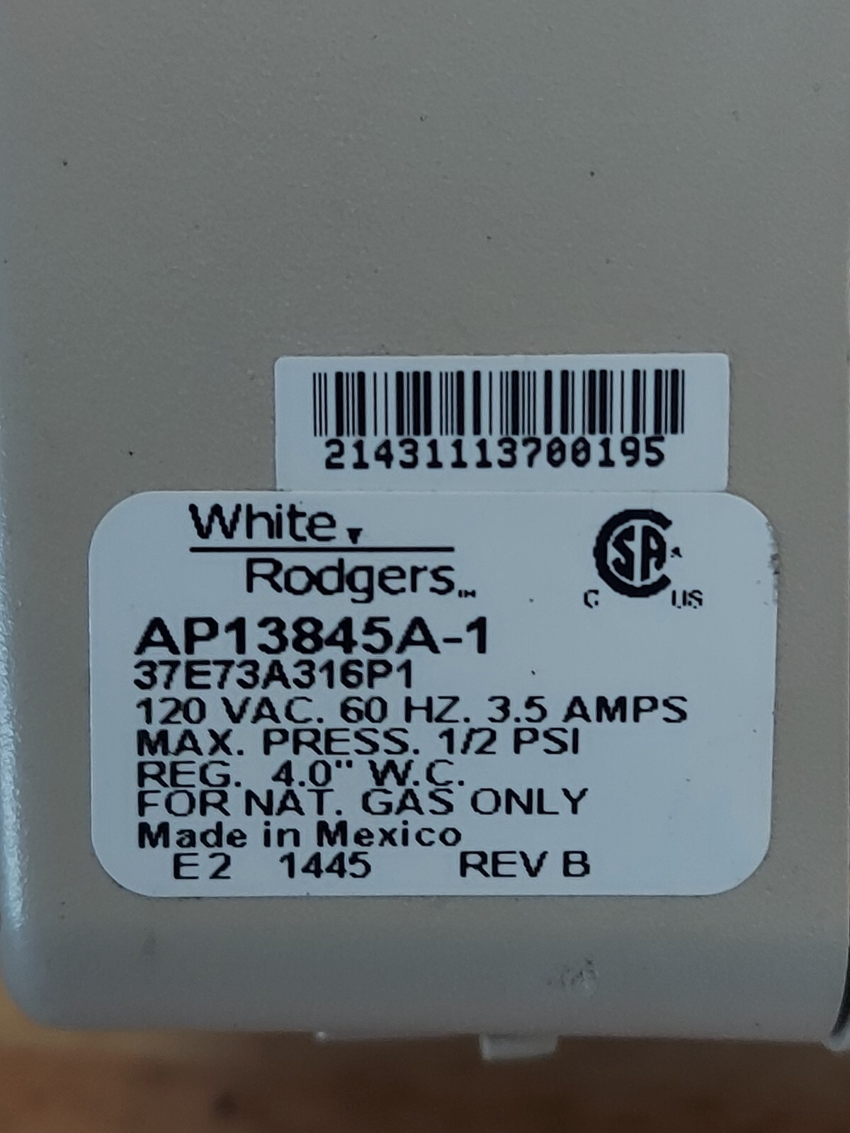 Intelli-Vent White Rodgers Water Heater Thermostat AP13845A-1 37E73A316P1 |  eBay