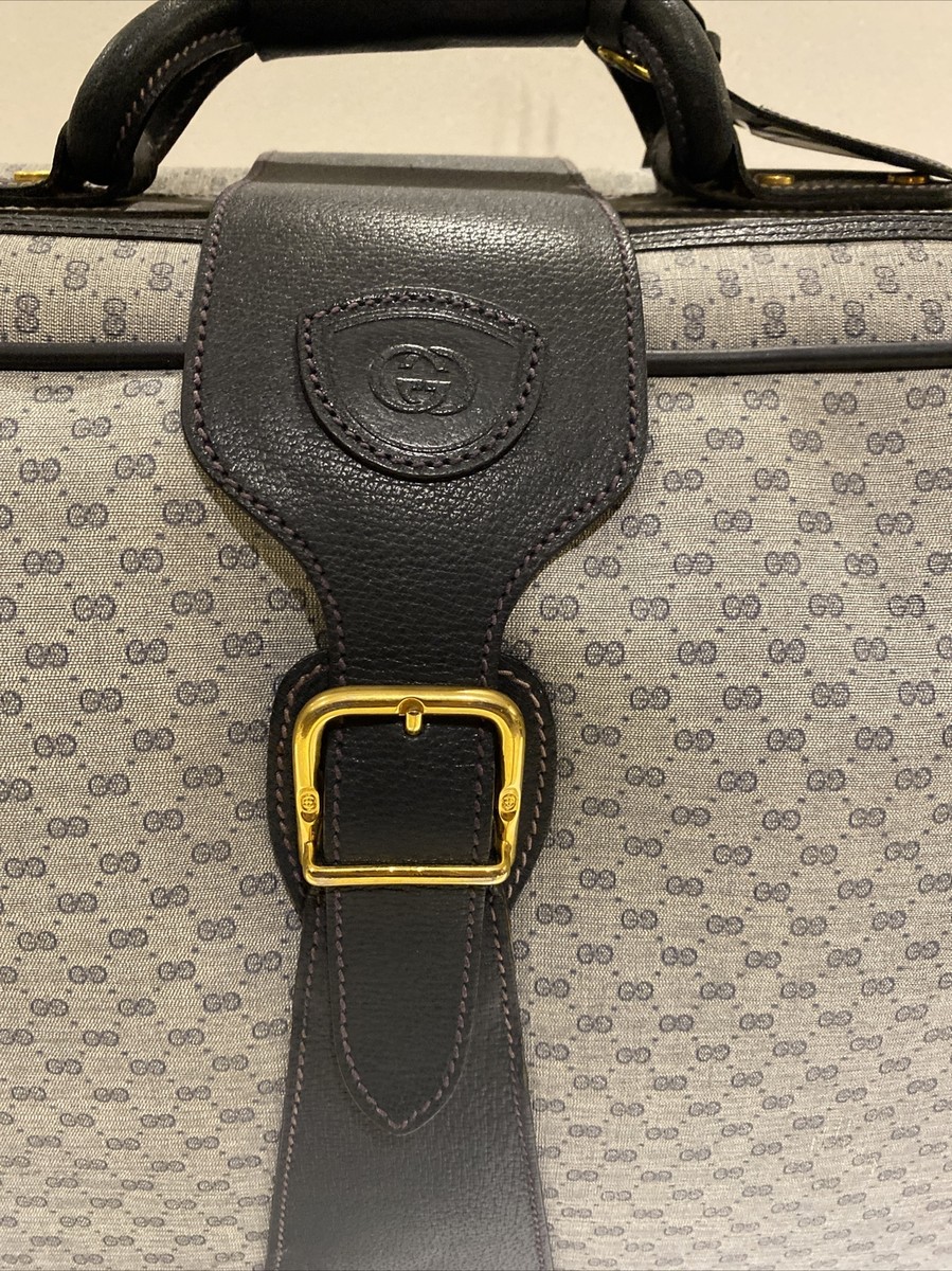 Vintage Gucci Luggage Blue GG Logo Suitcase Soft Side Navy