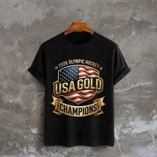 2026 USA Olympic Men's Hockey Team Champion Winter in Milano Gold Tshirt
