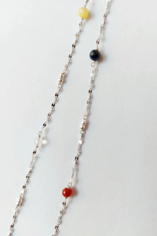 Collana in argento 925 chakra con ametista sodalite corniola quarzo rosa giada  - Immagine 3 di 4