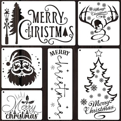 Christmas Stencils 6 Pack - Large Templates for Holiday Crafts & Decor