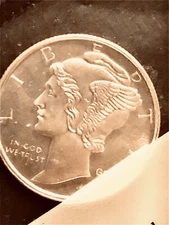 1/10 oz Silver Round .999 fine Mercury Dime Bullion 1 each Uncirculated Stack