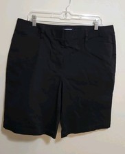 Lands End Women's Chino Shorts Black Size 14 Slash Pocket Mid Rise