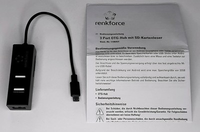 USB 2.0 (Micro-Stecker) OTG-Hub, 3x USB und SD & Mikro-SD Card Reader, gebraucht