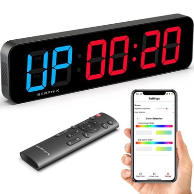 15.2'' Gym Timer, Large Digital Gym Clock Wall with App & Remote Control,