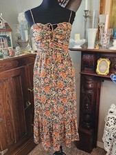 Sadie & Sage Vintage Academic Floral Halter Midi Dress Small