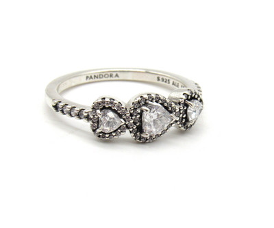 PANDORA  ORIGINAL HALO HEART TRILOGY RING US SIZE 7.5