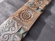 OLD VINTAGE RARE HAND ENGRAVED FLORAL DESIGN WOODEN DOOR PANEL COLLECTIBLE