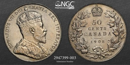 Canada 1908 50 Cents KM#12 in NGC SP61