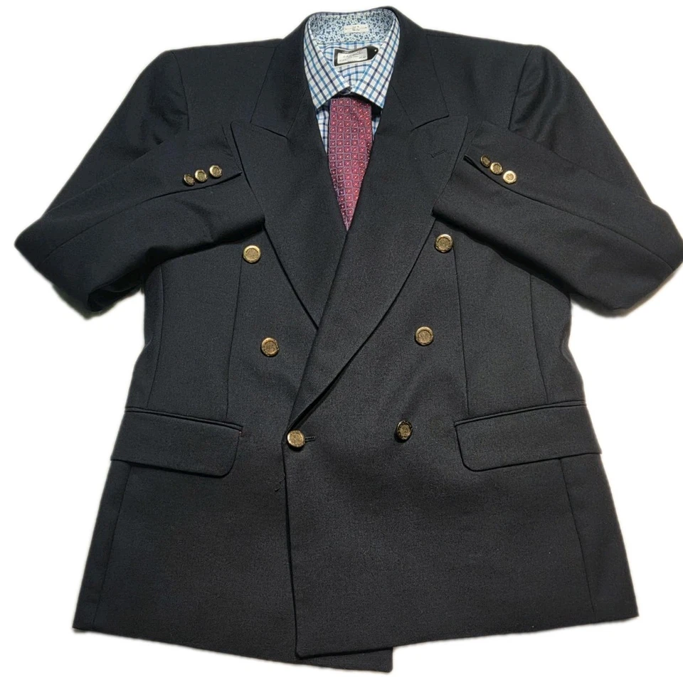 Oscar De La Renta Blazer Sport пальто мужчин 38s шерсти 6 пуговиц пик лацкан Канада винтажный - Изображение 4 из 4