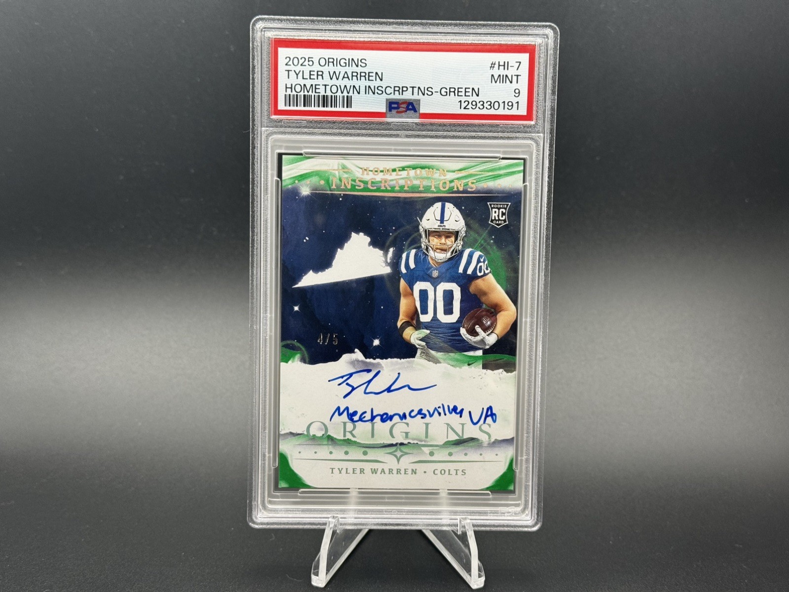 Tyler Warren Panini Origins Hometown Inscriptions #HI7 Base