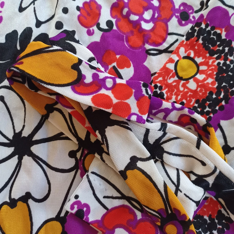 Crickets Cove Vtg 1970 Psychedelic Disco Flower Novelty Gogo Belted Tunic Dress - Image 3 of 4