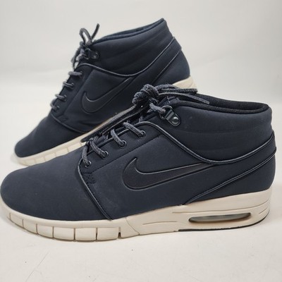 Nike SB Stefan Janoski Max Mid Herren Leder Turnschuhe - Dark Obsidian - Größe 9 UK
