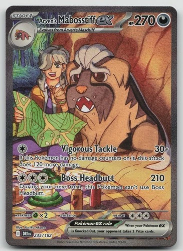 Pokemon Arven's Mabosstiff ex Holo SIR SV10: Destined Rivals 235/182