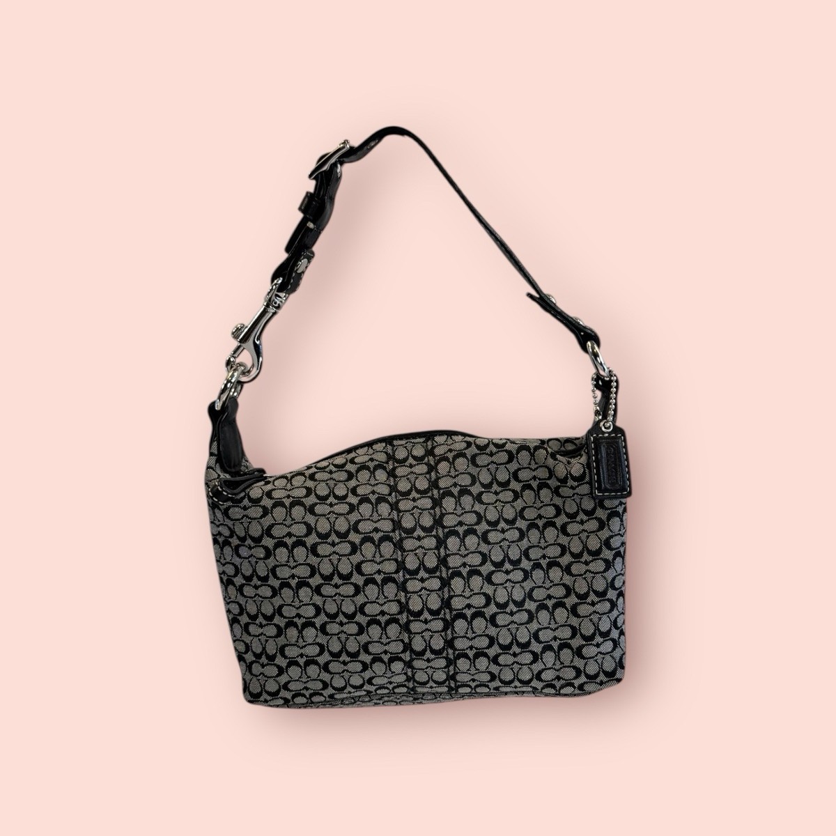 バッグ Coach y2k Soho MiniSignature Leather Bag COACH Y2K Vintage Signature Jacquard Logo Leather MINI Hobo Top