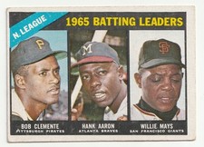1966 TOPPS #215 1965 BATTING LEADERS CLEMENTE AARON MAYS VINTAGE 1960S