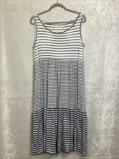 Max Studio Womens Sleeveless Striped Maxi Casual Dress M Blue Style 9M01R50A