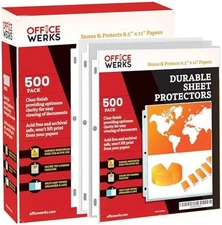 OfficeWerks Clear Sheet Protectors 8.5x11 3 Ring Binder 500pcs