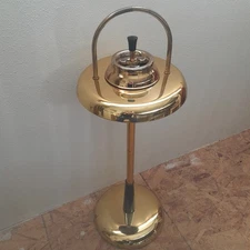 Vintage 1960s Brass Tone Smoking Stand Floor Ashtray Nova Japan Cigar Spinning