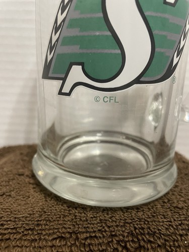 Saskatchewan Roughrider CFL Glass Stein Mug - Picture 2 of 3