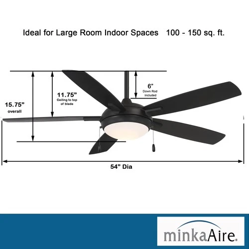 Minka Aire Lun-Aire 54" Ceiling Fan - Coal 5-Blade - Picture 3 of 5