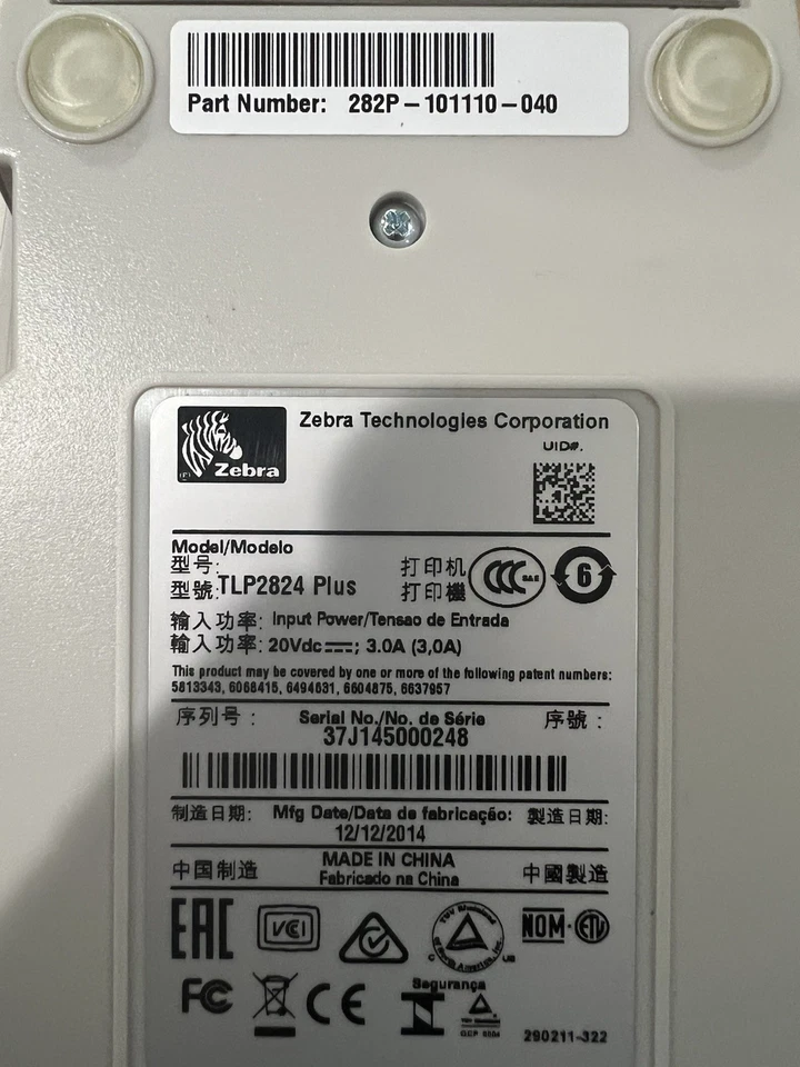 New Zebra TLP2824 plus 282P-101110-000 Label Thermal Printer USB serial - Image 2 of 3