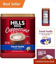 French Vanilla Instant Cappuccino Mix - Quick 16oz Beverage for Home Indulgence