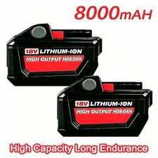 2PCS 8.0Ah Lithium Battery Compatible with Milwaukee M18 18V For Cordless Tools