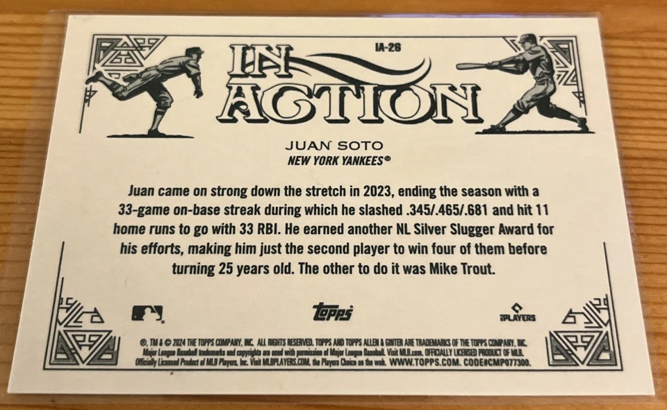 2024 Topps Allen & Ginter #IA-26 Juan Soto In-Action Variations - Image 2 of 2