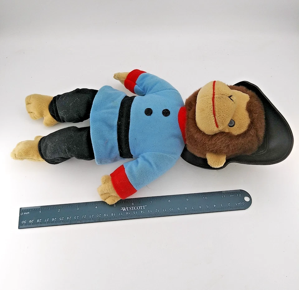 "Juguete de peluche Curious George Firefighter de colección de los años 90 de Gund Fireman 14""" Foto 3 de 4