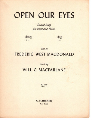 Sheet Music 1956 Open Out Eyes Sacred Song Voice, Piano, Organ