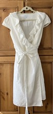 Calypso St Barth for Target White Linen Wrap Dress Ruffle Short Sleeve Size M