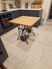 Bespoke handmade table,American beech top,Singer sewing machine treadle.