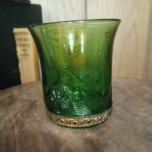 Vinage Uranium County Fair Souvenir Indiana Glass Tumbler Depression Era Green