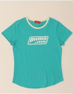 Puma Damen Grafik T-Shirt Oberteil UK 14 Medium Türkis AR04