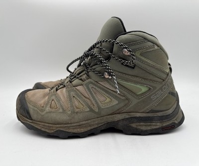 Salomon X Ultra 3 Mid GTX Boots Women's 9.5 Gray Hiking Outdoor Gore-Tex Gorp