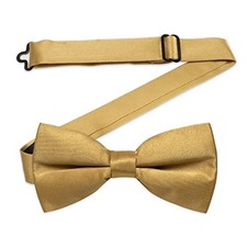 Pre-Tied Bow Tie Satin Solid Bowtie Adjustable Tuxedo L- adults,full age Gold